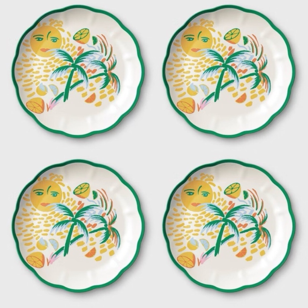 NWT Roller Rabbit x Target Set of Four Melamine Vacation Salad 9” Plates